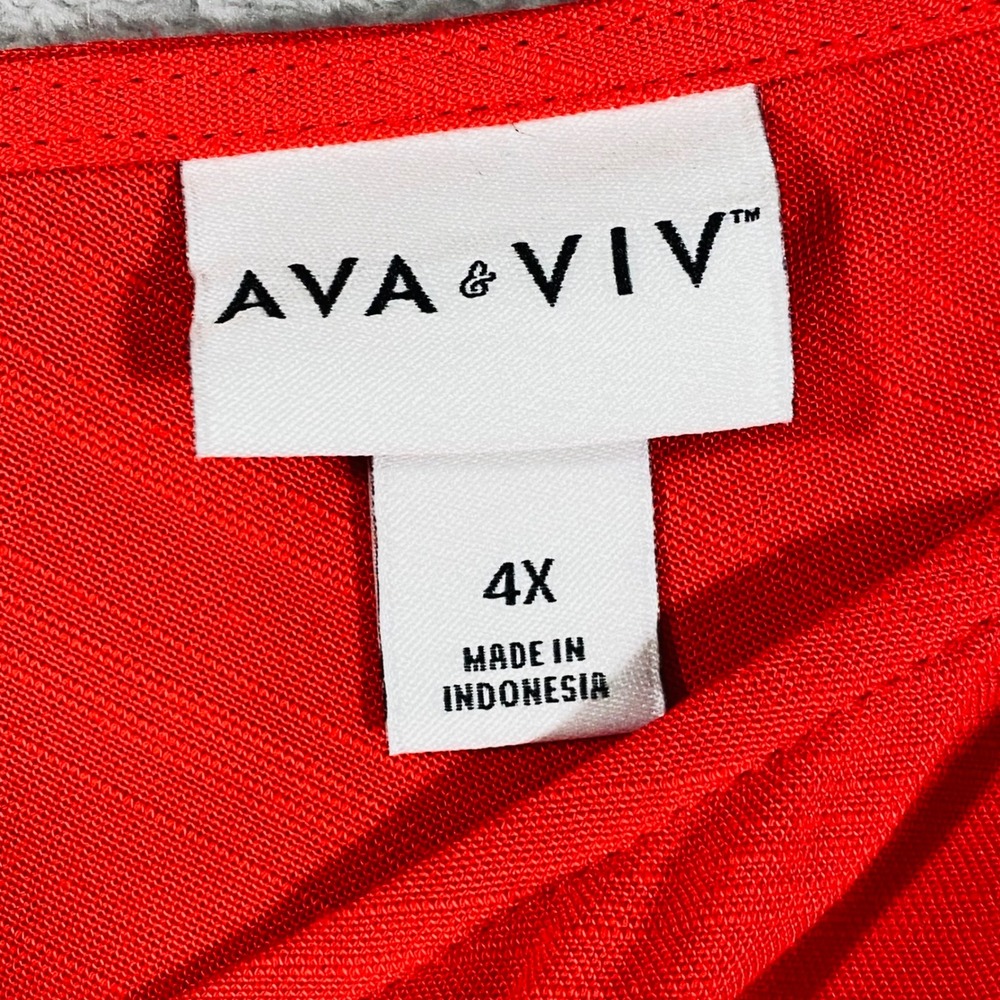 Ava & Viv Camisole Women 4X Red Ruched Drawstring V-Neck Adjustable Straps - Picture 9 of 15